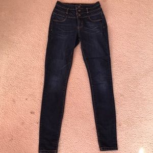 high waisted dark wash skinny jeans